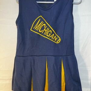 Vintage Little King Girls Univ of Michigan Cheerleader Dress Size 4 Blue Yellow